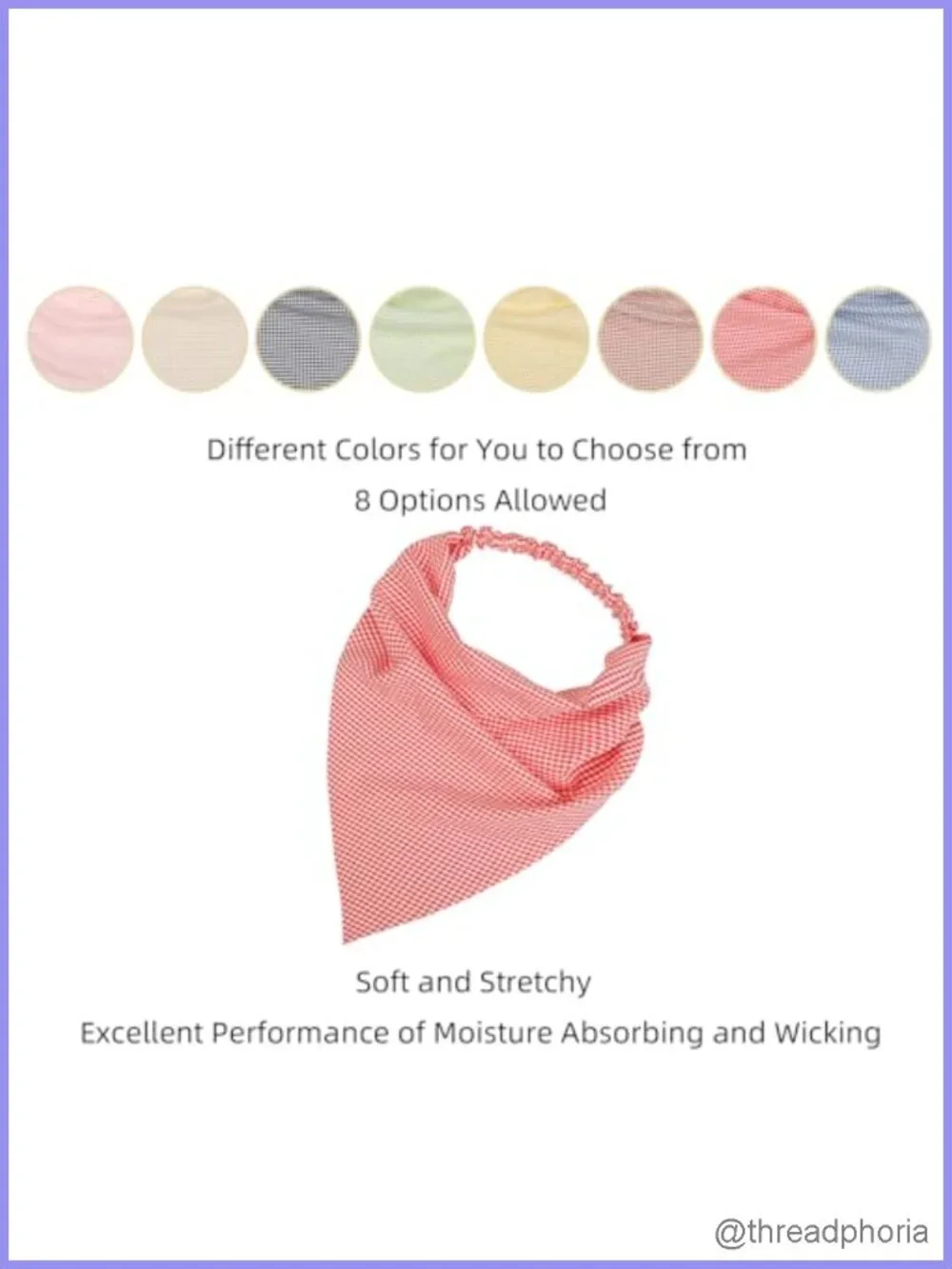 8 Pack Boho Triangle Hair Scarf Headbands for Women Non Slip Stretchy Cotton